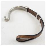 Leather and Metal Feather Hook Bangle Bracelet