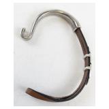 Leather and Metal Feather Hook Bangle Bracelet