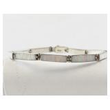 Sterling Silver Opal Inlay Link Bracelet Marked Mexico