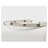 Sterling Silver Opal Inlay Link Bracelet Marked Mexico