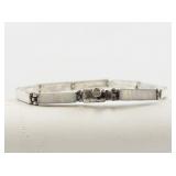 Sterling Silver Opal Inlay Link Bracelet Marked Mexico