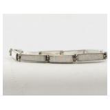 Sterling Silver Opal Inlay Link Bracelet Marked Mexico