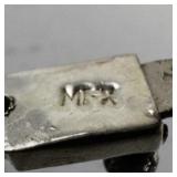 Sterling Silver Opal Inlay Link Bracelet Marked Mexico