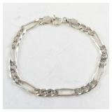 Sterling Silver Figaro Chain Bracelet with Clasp