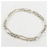 Sterling Silver Figaro Chain Bracelet with Clasp