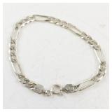 Sterling Silver Figaro Chain Bracelet with Clasp