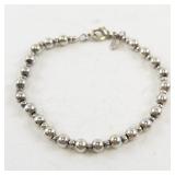 Silver Tone Beaded Bracelet with Lobster Clasp