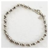 Silver Tone Beaded Bracelet with Lobster Clasp