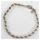 Silver Tone Beaded Bracelet with Lobster Clasp