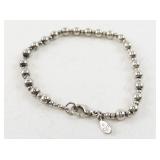 Silver Tone Beaded Bracelet with Lobster Clasp