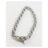 Sterling Silver Double Link Chain Charm Bracelet with Box Clasp