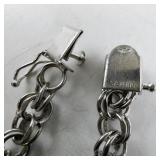 Sterling Silver Double Link Chain Charm Bracelet with Box Clasp