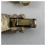 Trifari Vintage Gold Tone Floral Bracelet and Earrings Set