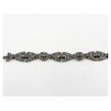 Vintage Art Deco Silver Tone Rhinestone Bracelet