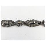 Vintage Art Deco Silver Tone Rhinestone Bracelet