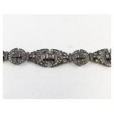 Vintage Art Deco Silver Tone Rhinestone Bracelet