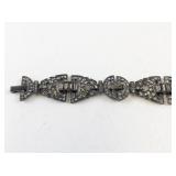Vintage Art Deco Silver Tone Rhinestone Bracelet