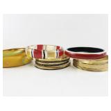 Collection of 7 Assorted Bangle Bracelets in Mixed Colors and Styles