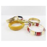 Collection of 7 Assorted Bangle Bracelets in Mixed Colors and Styles
