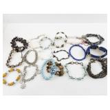 Assorted Fashion Bracelet Collection Including Beaded and Chain Styles - 15 Pieces
