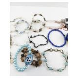 Assorted Fashion Bracelet Collection Including Beaded and Chain Styles - 15 Pieces