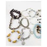 Assorted Fashion Bracelet Collection Including Beaded and Chain Styles - 15 Pieces