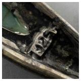 Sterling Silver Cross Brooch with Turquoise Inlays and Marcasite Accents