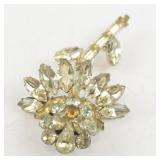 Weiss Vintage Rhinestone Flower Brooch Pin