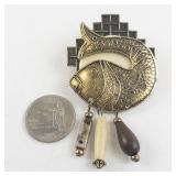Southwestern Style Fish Brooch with Beads