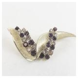 Vintage Signed Coro Rhinestone Brooch in Silver Tone