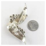 Vintage Signed Coro Rhinestone Brooch in Silver Tone