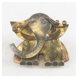 Mixed Metal Elephant Brooch Pin with Swirl Design