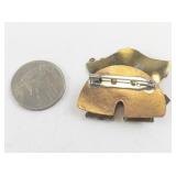 Mixed Metal Elephant Brooch Pin with Swirl Design