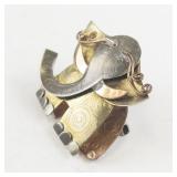 Mixed Metal Elephant Brooch Pin with Swirl Design