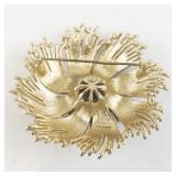 Monet Gold Tone Textured Brooch Pin