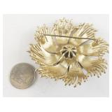 Monet Gold Tone Textured Brooch Pin