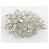 Eisenberg Ice Vintage Rhinestone Floral Brooch Pin