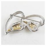 Silver and Gold Tone Abstract Heart Pin Brooch