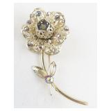 Vintage Sarah Coventry Gold Tone Aurora Borealis Flower Brooch