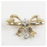 Gold-Tone Bow Brooch with Clear Stones