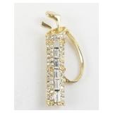 Gold-Tone Golf Bag Brooch with Rhinestones