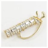 Gold-Tone Golf Bag Brooch with Rhinestones