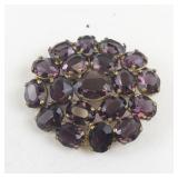 Vintage Czech Purple Glass Rhinestone Brooch
