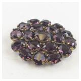 Vintage Czech Purple Glass Rhinestone Brooch