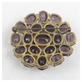 Vintage Czech Purple Glass Rhinestone Brooch