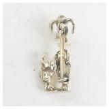 Vintage Gold Tone Poodle Brooch with Red Bow