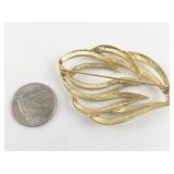 Vintage Monet Gold Tone Leaf Brooch Pin