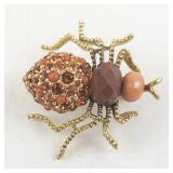 Joan Rivers Gold Tone Beaded Bug Brooch Pin