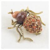 Joan Rivers Gold Tone Beaded Bug Brooch Pin