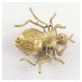 Joan Rivers Gold Tone Beaded Bug Brooch Pin
